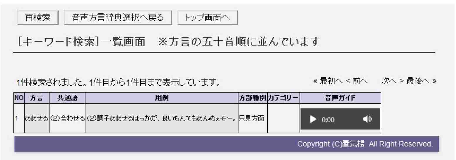 項目別キーワード検索でAND検索の結果